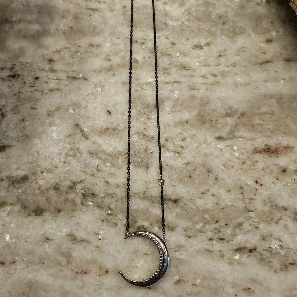 RARE MONICA RICH KOSANN DREAM CRESCENT MOON STAR SAPPHIRE 925 CHARM NECKLACE